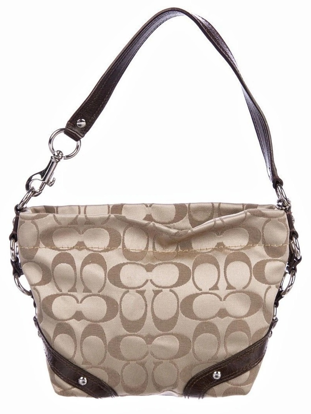 Coach Op Art Sateen Brooke Hobo Bag Signature Canvas Shoulder Bag in Brown &